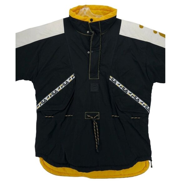 FILA Vintage Pullover Jacket Quilted Lining Spellout Logo Oversized Size XL - Picture 2 of 9